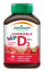 JAMIESON Vitamín D3 Kids 400 IU tablety na cucání s příchutí jahody pro děti 100 ks