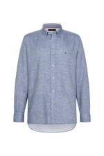 Tommy Hilfiger Košeľa - COTTON LINEN TWILL SHIRT modrej farby