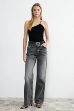 Trendyol Gray High Waist Wide Leg Jeans