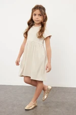 Trendyol Stone Girl Child Ruffle Short Sleeve Knitted Dress