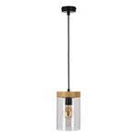 Czarno-naturalna lampa wisząca ze szklanym kloszem ø 12 cm Wels – Candellux Lighting