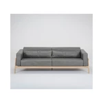 Ciemnoszara sofa z bawolej skóry z konstrukcją z litego drewna dębowego Gazzda Fawn, 240 cm