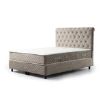 Beżowe łóżko boxspring ze schowkiem 160x200 cm Sonata – Kalune Design