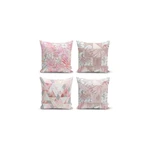 Zestaw 4 dekoracyjnych poszewek na poduszki Minimalist Cushion Covers Pink Leaves I, 45x45 cm