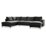 Ciemnoszara aksamitna rozkładana sofa w kształcie litery "U" Miuform Lofty Lilly, lewostronna