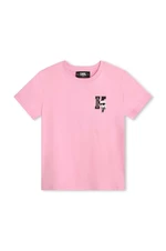Dětské bavlněné tričko Karl Lagerfeld růžová barva, s potiskem