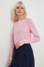 Bavlněné tričko s dlouhým rukávem Polo Ralph Lauren růžová barva, 211898699