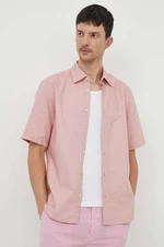 Bavlněná košile BOSS ORANGE růžová barva, regular, s klasickým límcem, 50489351