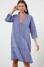 Trendyol Ethnic Patterned Midi Woven 100% Cotton Beach Dress