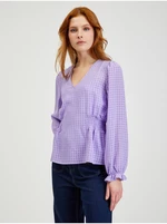 Light purple women's plaid blouse ORSAY