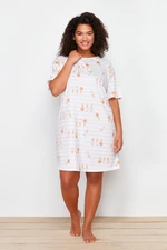 Trendyol Curve Pink Printed Mini Knitted Nightshirt