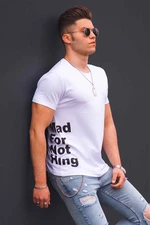 Madmext Men's White Printed T-Shirt 4553