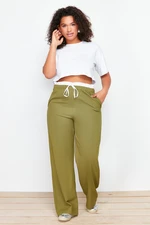 Trendyol Curve Khaki Flexible Waist Wide Leg/Wide Cut Woven Fabric Trousers