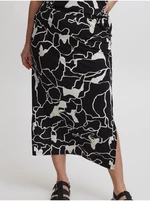 White-and-black women's patterned midi skirt Fransa