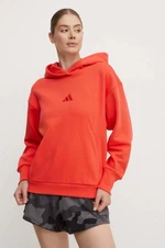 Mikina adidas All SZN dámska, červená farba, s kapucňou, jednofarebná, IY6764