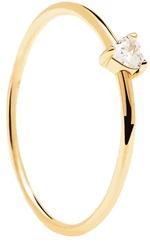 PDPAOLA Minimalistický pozlátený prsteň so srdiečkom White Heart Gold AN01-223 56 mm