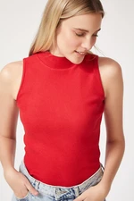 Happiness İstanbul Women's Red Turtleneck Cotton Knitted Blouse