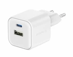 SWISSTEN SÍŤOVÝ ADAPTÉR 12W 1x USB-C + 1x USB-A  BÍLÝ