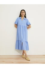 Koton Tiered Shirt Dress Midi Length Short Sleeve