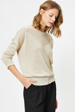 Koton Knitted Detailed All-Square Sleeves Glittery Knitwear Sweater.