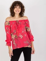 Lady's blouse with flowers - coral