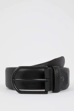 DEFACTO Men's Rectangle Buckle Faux Leather Belt