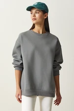 Happiness İstanbul Women's Gray Chardon Basic Sweatshirt