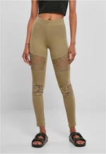 Women's lace-up leggings in khaki color