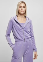 Women's Short Velvet Lavender Hooded Zipper