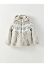 LC Waikiki Girls' Jacket with Faux Shearling Detailed with a Hood.