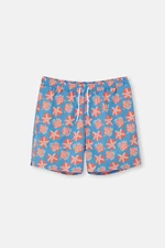 Dagi Blue-Salmon Coral Des. Medium Shorts