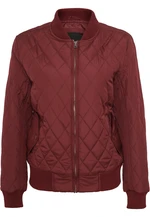 Women's Diamond Quilt Nylon Jacket Burgundy