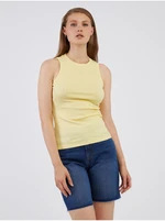 Light yellow womens ribbed basic tank top AWARE by VERO MODA Lavende - Women