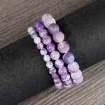 Charm Purple Agates Natural Weathered Stone Bead Strand Women Stretch Bracelet Reiki Yoga Jewelry Best Friend Gift Pulseras