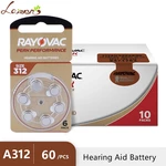 Hearing Aid Batteries 60PCS / 10 Cards RAYOVAC PEAK A312 312A ZA312 312 PR41 S312, 60 PCS Hearing Aid Battery Zinc Air 312 A312