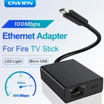 Onvian Ethernet Adapter for Fire TV Stick 100Mbps External Network Card For 4K Fire TV Stick Micro to RJ45 Ethernet Adapter