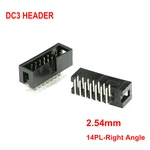 10PCS/Lot Right Angle Male 14 Pin Header Strip 14 Pin 2.54 mm Pitch Double Row Male Pin Header 2x7 2*7 DC3 Box Connector