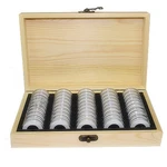 Wooden Coin Case Coin Protection Capsules Holder Storage Box Container For Storing 40 Coins100 Banknotes