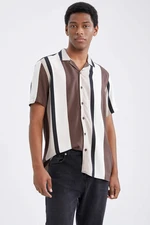 DEFACTO Regular Fit Printed Viscose Short Sleeve Shirt