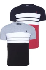 DUAL SET T8593 DEWBERRY MENS T-SHIRT-NAVY BLUE - GREY