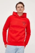 Mikina Tommy Hilfiger pánska, červená farba, s kapucňou, s potlačou, MW0MW33641