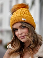 Winter nylon hat with honey pompom