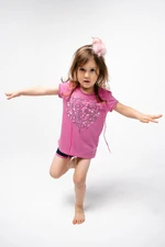 Girls' Ontega pyjamas, short sleeves, shorts - amaranth/navy blue