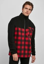 Polar Fleece Track Patterned Jacket Black/Red Plaid