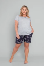 Women's pyjamas Celestina, short sleeves, shorts - light melange/print