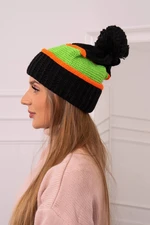 Women's Cap Kinga K297 Black + Neon Green + Orange