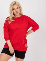 Red plus size blouse of loose cut Odile