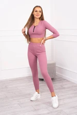 Ribbed crop top set dark pink