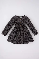 DEFACTO Regular Fit Leopard Long Sleeve Knitted Dress