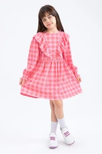 DEFACTO Girls Checked Long Sleeve Dress